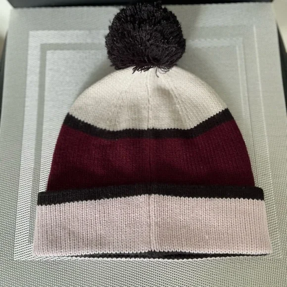 KATE SPADE NWOT AUTHENTIC RARE COLOR BLOCK 100% ACRYLIC POM POM DESIGN BEANIE - Picture 3 of 9